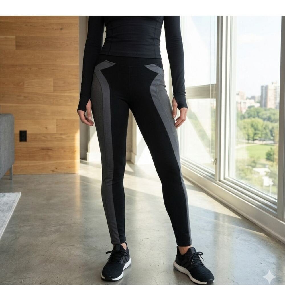 Hale Bob Colorblock Ponte Knit High Rise Leggings EUC Travel Wear Sculpting S